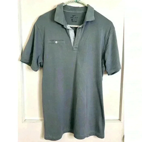 Men’s Nike Dri  Fit Collared Shirt in Grey/Blue Size S - Picture 1 of 8